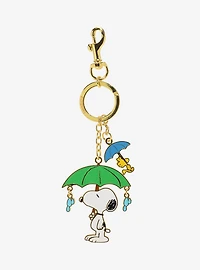 Peanuts Snoopy & Woodstock Umbrella Dangling Multi- Charm Keychain — BoxLunch Exclusive