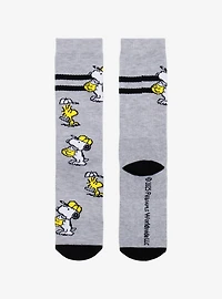 Peanuts Snoopy & Woodstock Baseball Allover Print Crew Socks - BoxLunch Exclusive