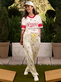 Peanuts Snoopy Baseball Striped Allover Print Sleep Pants — BoxLunch Exclusive