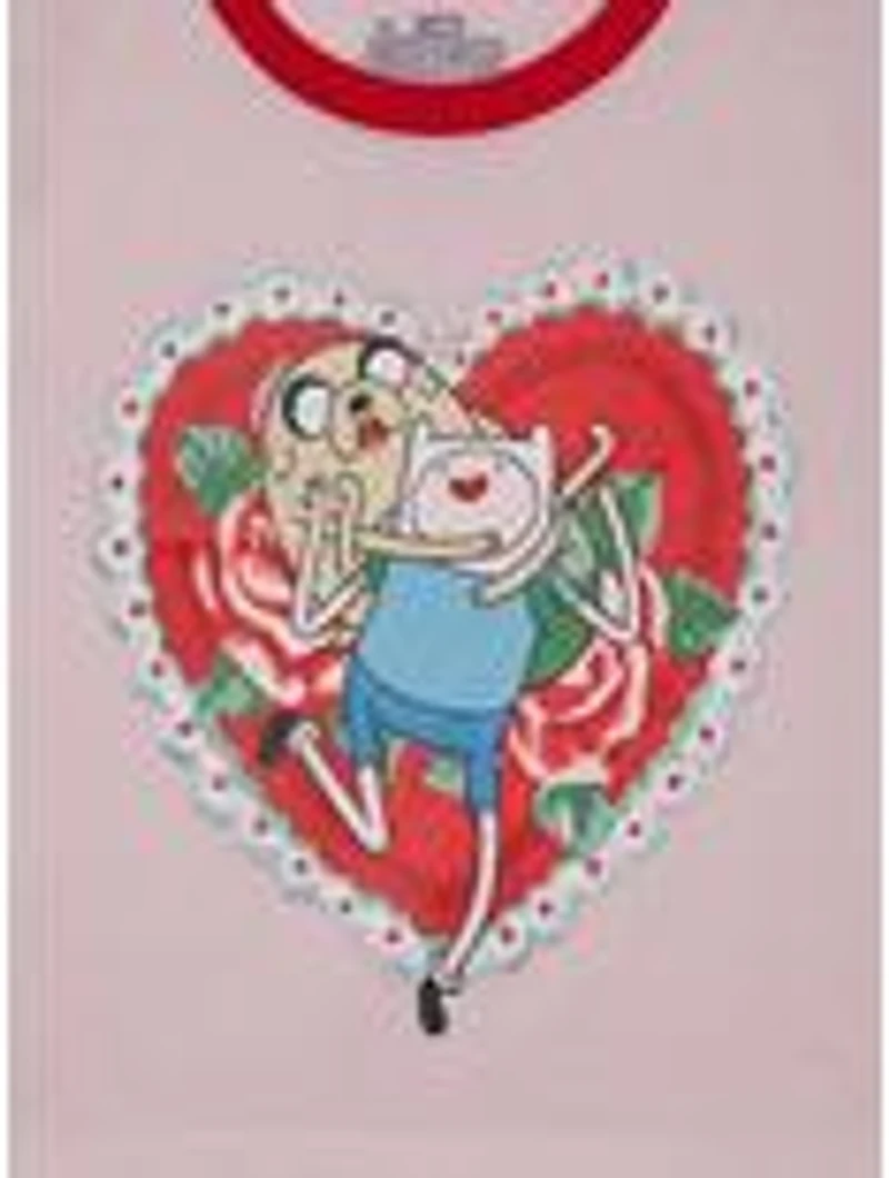 Adventure Time Finn & Jake Valentine's Day Women's Ringer Baby Tee