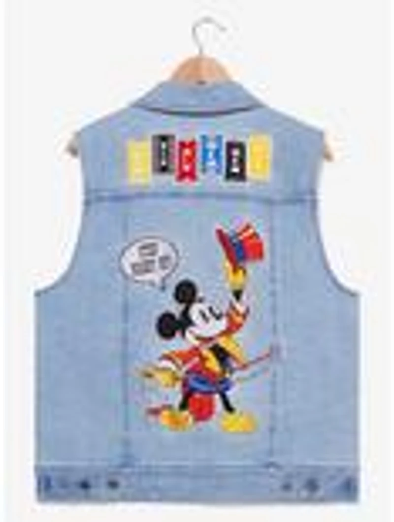 Disney Mickey Mouse Carnival Patches Denim Vest - BoxLunch Exclusive