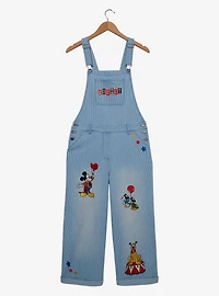Disney Mickey Mouse Carnival Icons Women's Striped Overalls