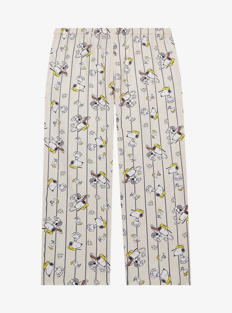 Peanuts Snoopy Baseball Striped Allover Print Women's Plus Sleep Pants — BoxLunch Exclusive