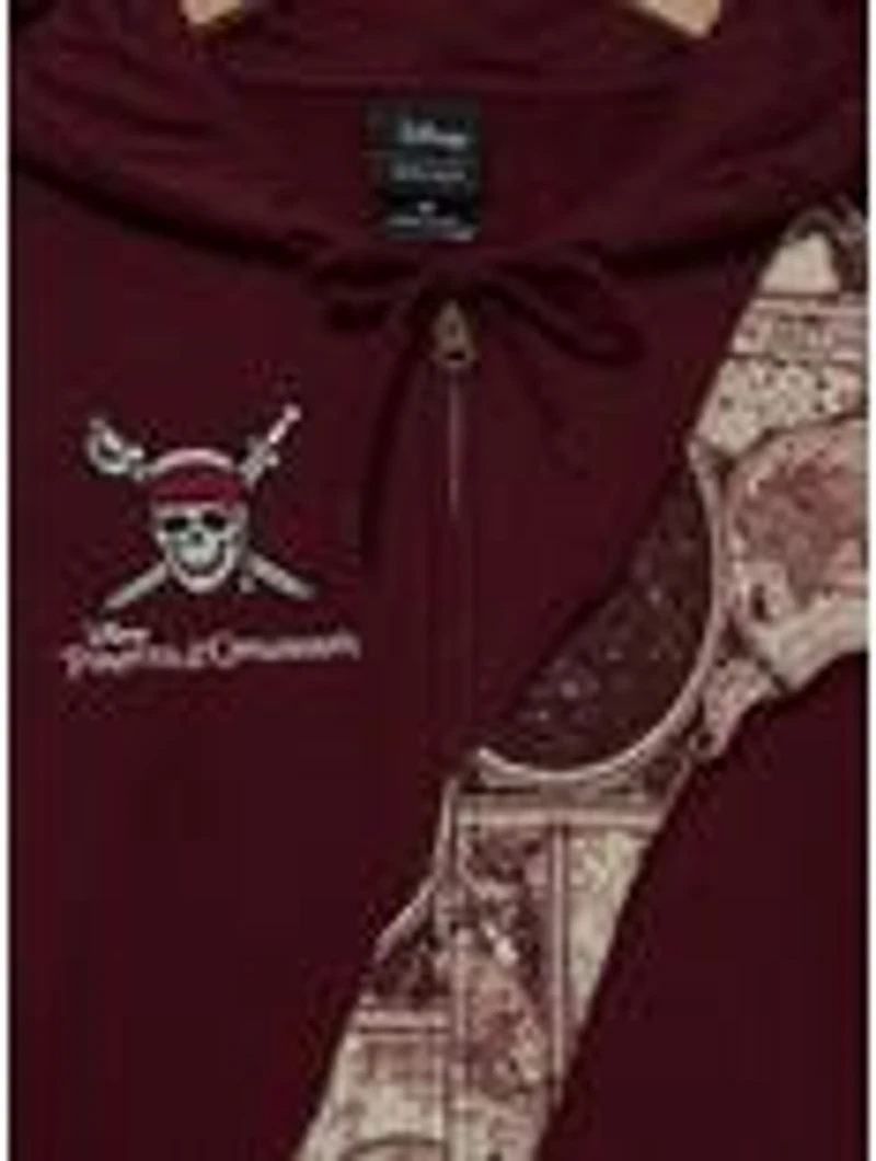 Disney Pirates of the Caribbean Patchwork Treasure Map Zippered Hoodie - BoxLunch Exclusive