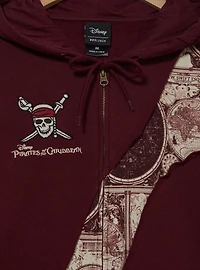 Disney Pirates of the Caribbean Patchwork Treasure Map Zippered Hoodie - BoxLunch Exclusive