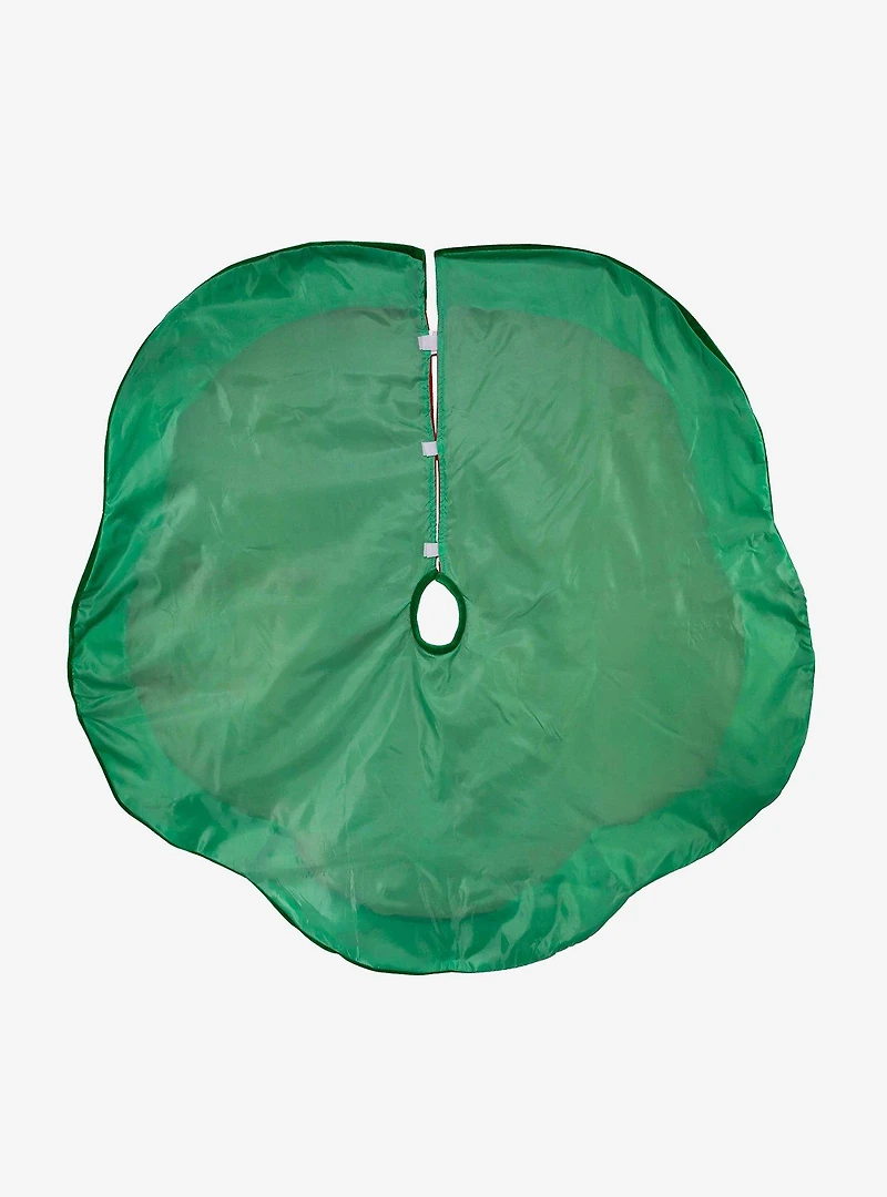 Velvet Red with Green Leaves Applique Tree skirt