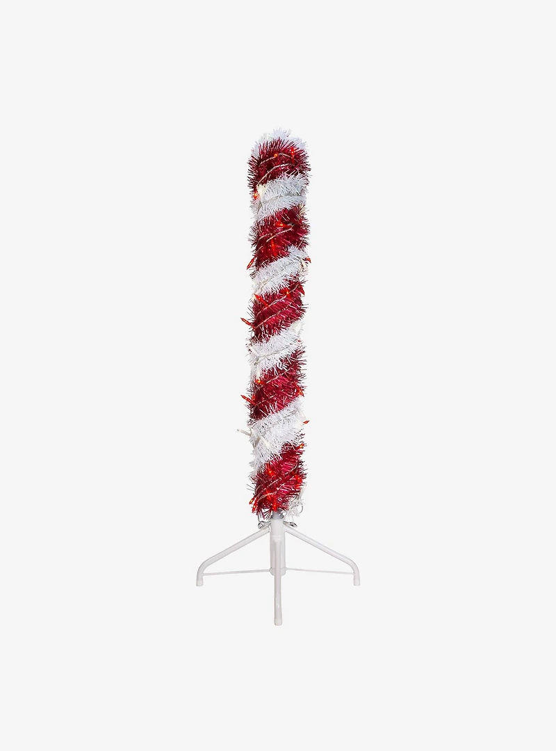 Pre-Lit 3-Foot Red and White LED Tinsel Candy Cane