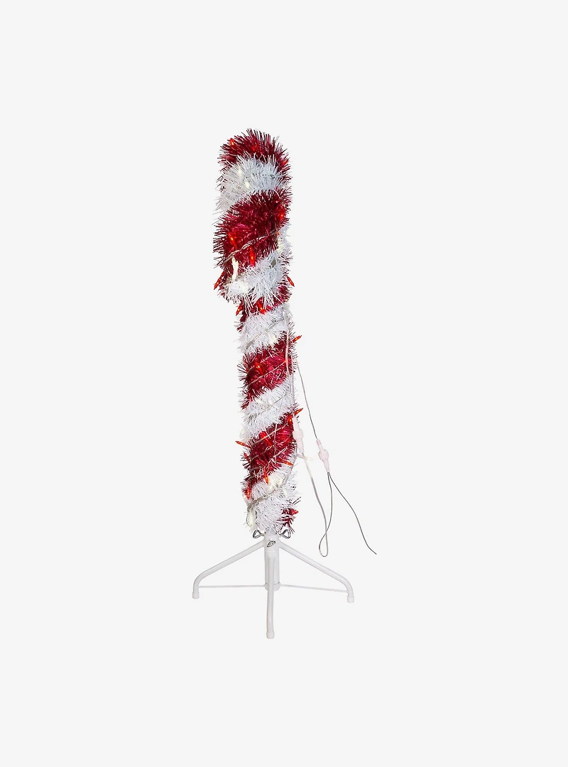 Pre-Lit 3-Foot Red and White LED Tinsel Candy Cane