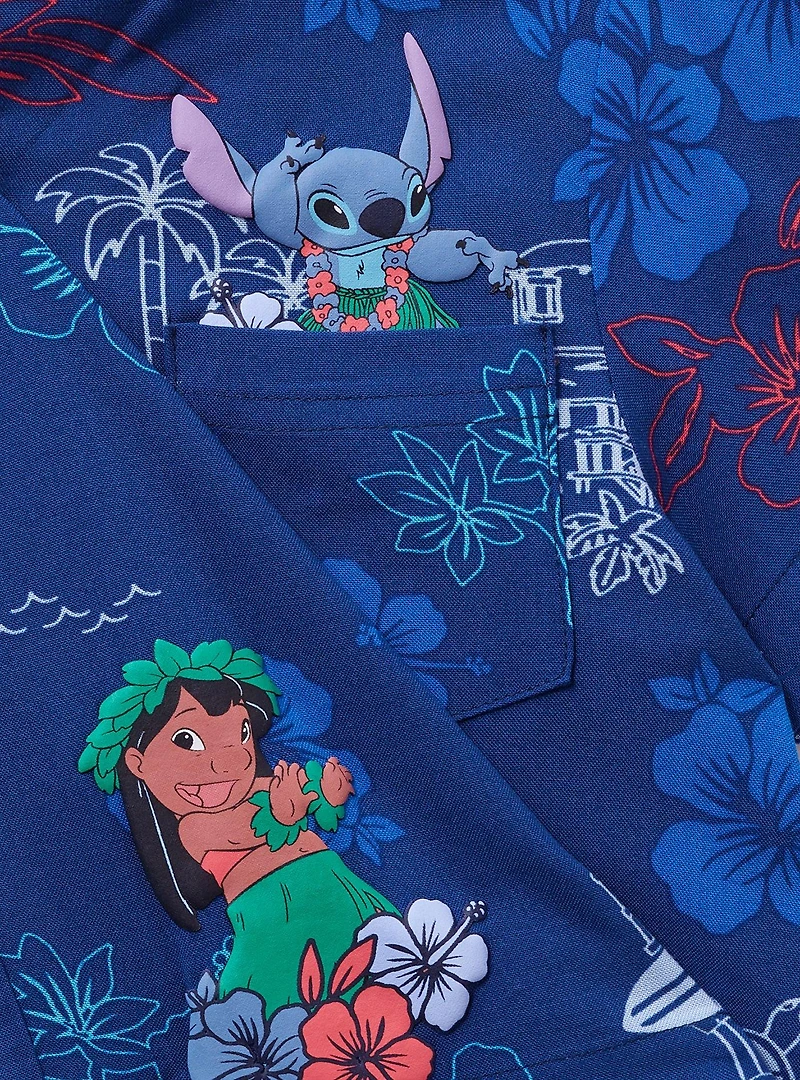 Disney Lilo & Stitch Floral Toddler Woven Button-Up Shorts Set - BoxLunch Exclusive