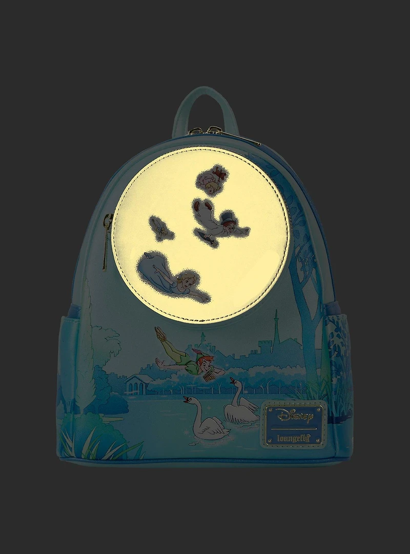 Loungefly Disney Peter Pan Flying Full Moon Glow-in-the-Dark Glitter Mini Backpack