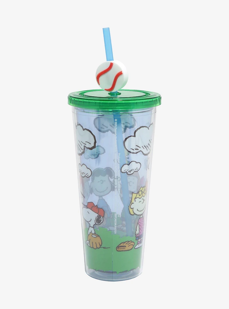 Peanuts Baseball Scene Carnival Cup with Straw Charm