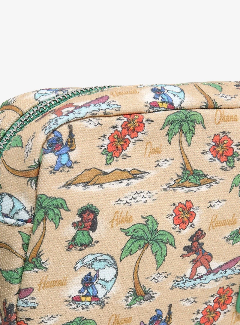 Loungefly Disney Lilo & Stitch Beach Scenes Allover Print Canvas Belt Bag - BoxLunch Exclusive