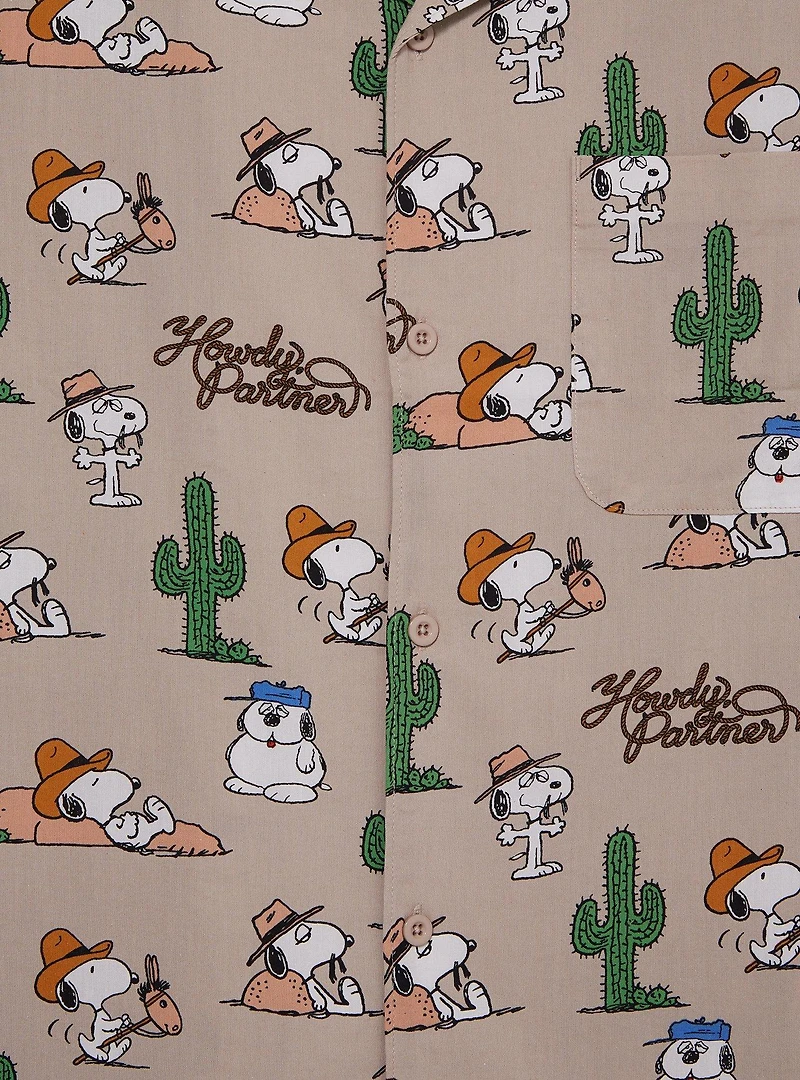 Peanuts Snoopy & Siblings Western Allover Print Woven Button-Up - BoxLunch Exclusive