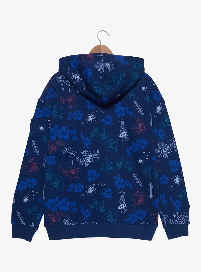 Disney Lilo & Stitch Floral Characters Allover Print Hoodie - BoxLunch Exclusive