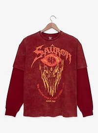 The Lord of Rings Sauron Mineral Wash Layered Long Sleeve T-Shirt - BoxLunch Exclusive