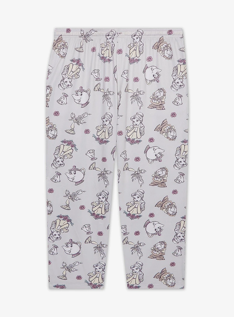 Disney Beauty and the Beast Belle & Friends Allover Print Women's Plus Sleep Pants - BoxLunch Exclusive