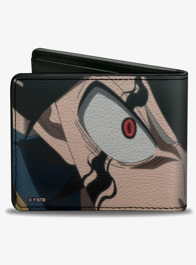 Black Clover Black Asta Anti Magic Face Close Up and Logo Bifold Wallet