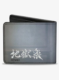 Hells Paradise Kanji Title Logo and Gabimaru Shadow Pose Bifold Wallet