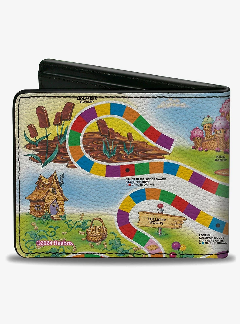 Candy Land Queen Frostine Game Path and Lands Multi Color Bifold Wallet