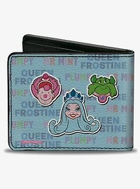 Candy Land Character Trio and Text Blue Multi Color Bifold Wallet
