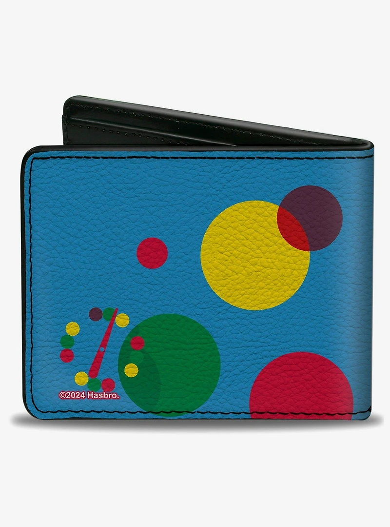 Twister Vintage Game Logo and Icons Blue Multi Color Bifold Wallet