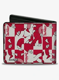 Twister Arm and Leg Pose Blocks Checker White Red Bifold Wallet