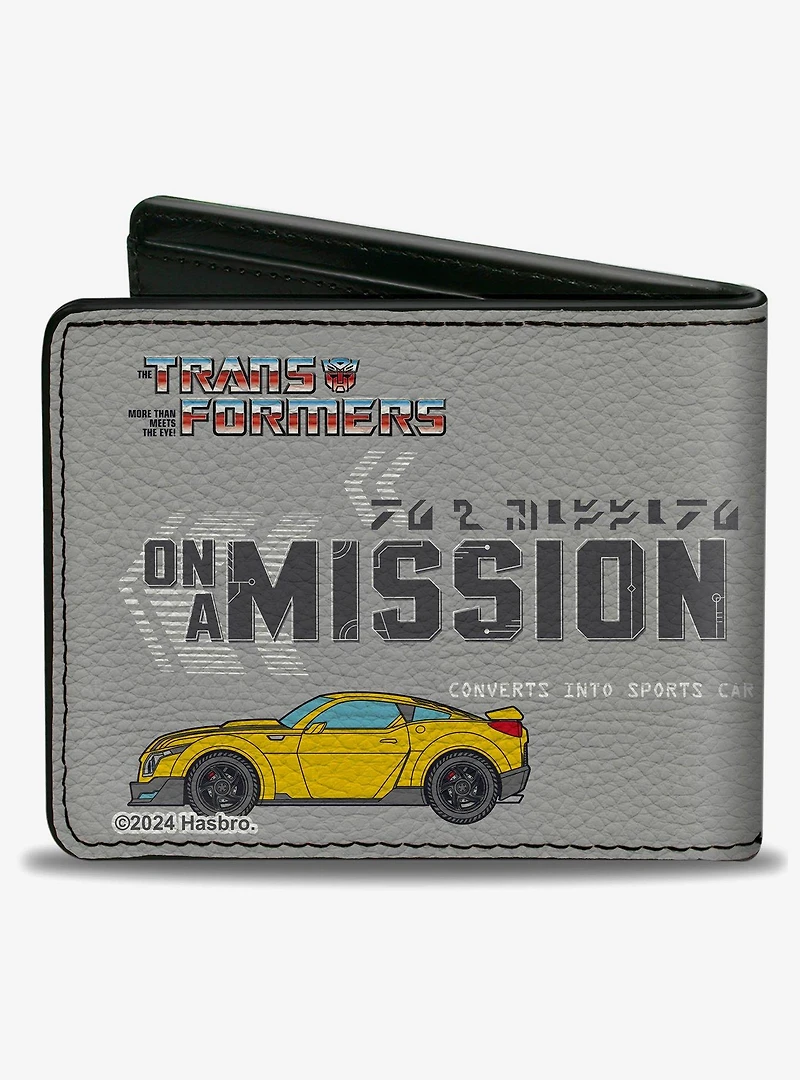 Transformers Bumblebee On A Mission and Sports Car Gray Bifold Wallet