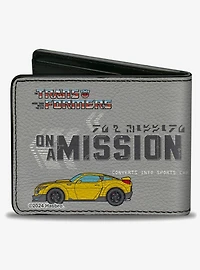 Transformers Bumblebee On A Mission and Sports Car Gray Bifold Wallet