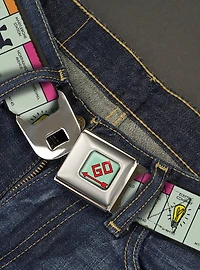 Monopoly British UK Game Board Space Blocks Seatbelt Buckle Belt