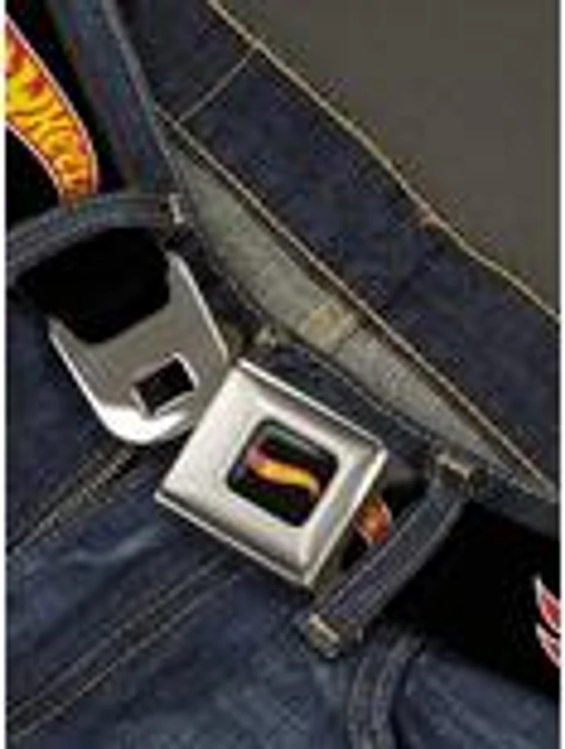 Hot Wheels Classic Flame Logo Seatbelt Buckle Belt