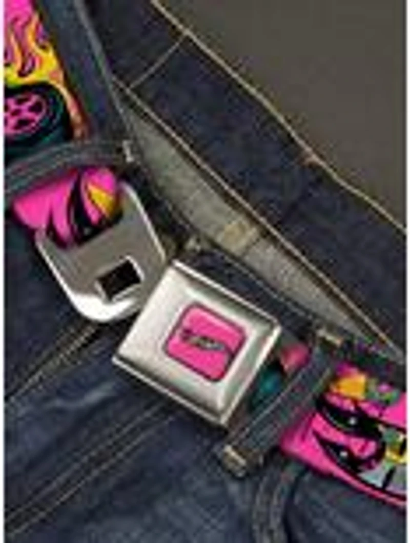 Hot Wheels Logo & Parts Collage Seatbelt Buckle Belt
