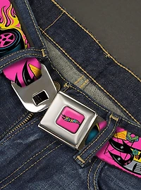 Hot Wheels Logo & Parts Collage Seatbelt Buckle Belt