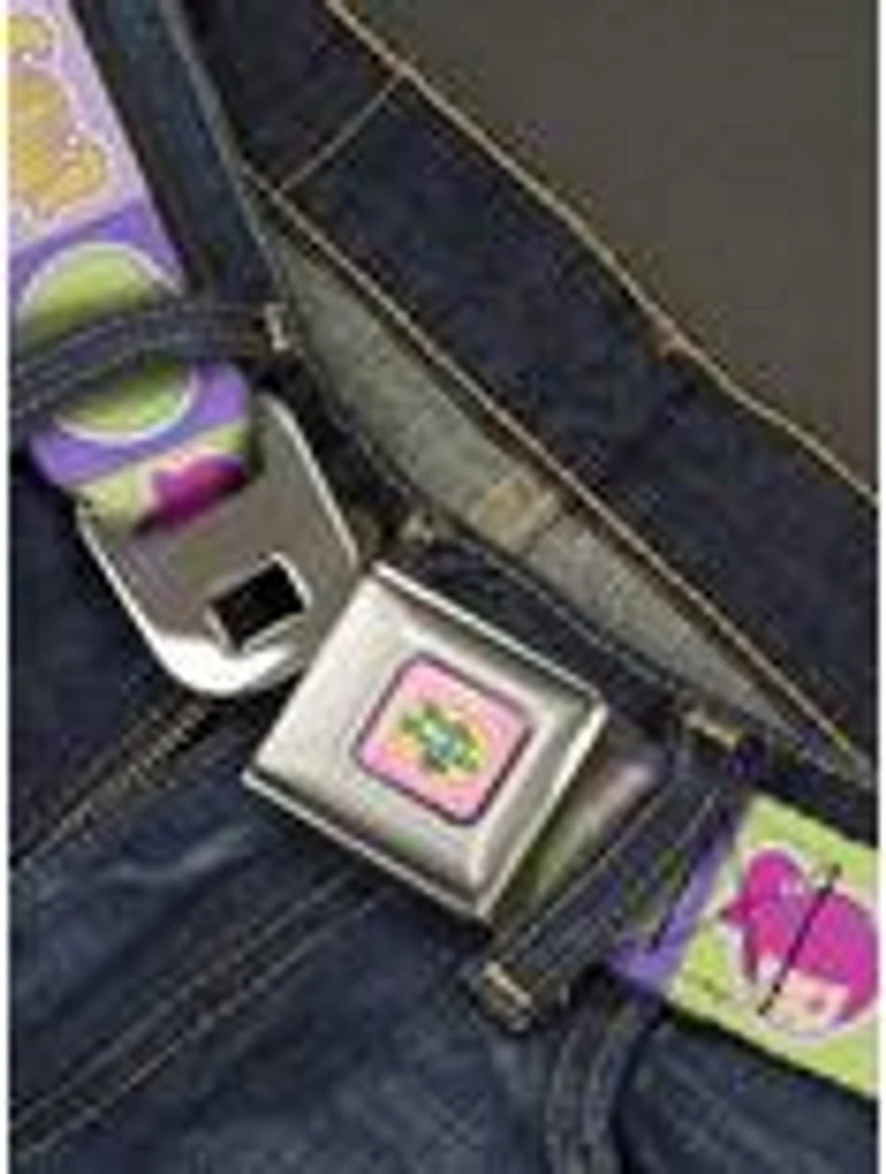 Polly Pocket Doll Faces & Title Logo Blocks Seatbelt Buckle Belt