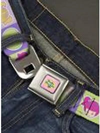 Polly Pocket Doll Faces & Title Logo Blocks Seatbelt Buckle Belt