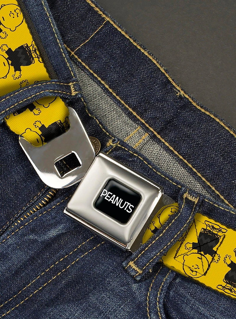 Peanuts Charlie Brown Pose Flip Seatbelt Buckle Belt