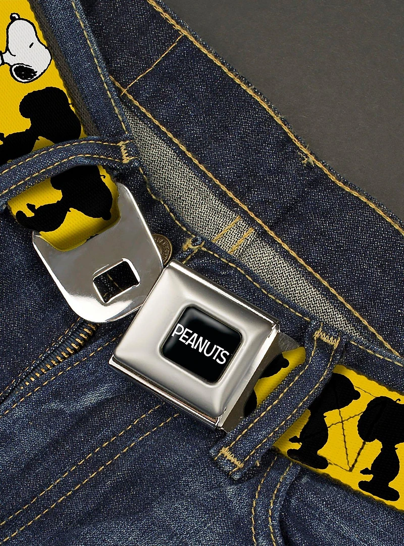 Peanuts Snoopy Walking Silhouette Pose Seatbelt Buckle Belt