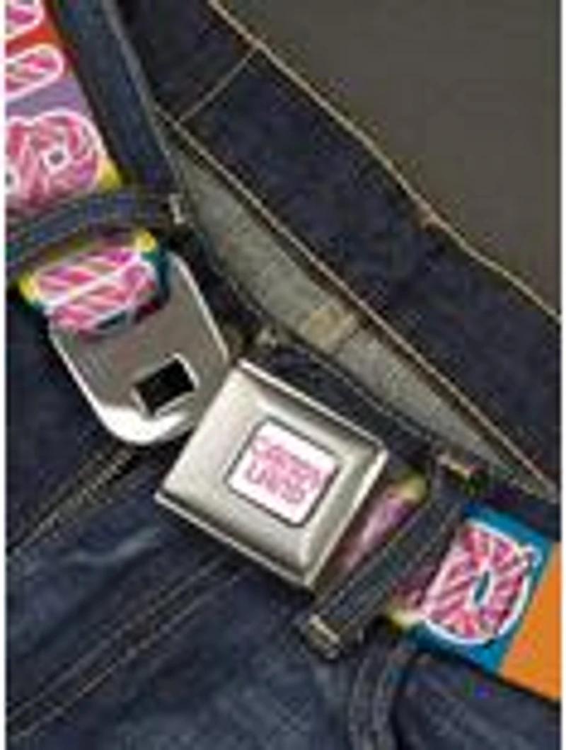 Candy Land Game Logo Color Blocks Seatbelt Buckle Belt