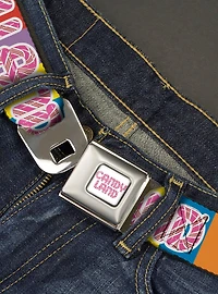 Candy Land Game Logo Color Blocks Seatbelt Buckle Belt