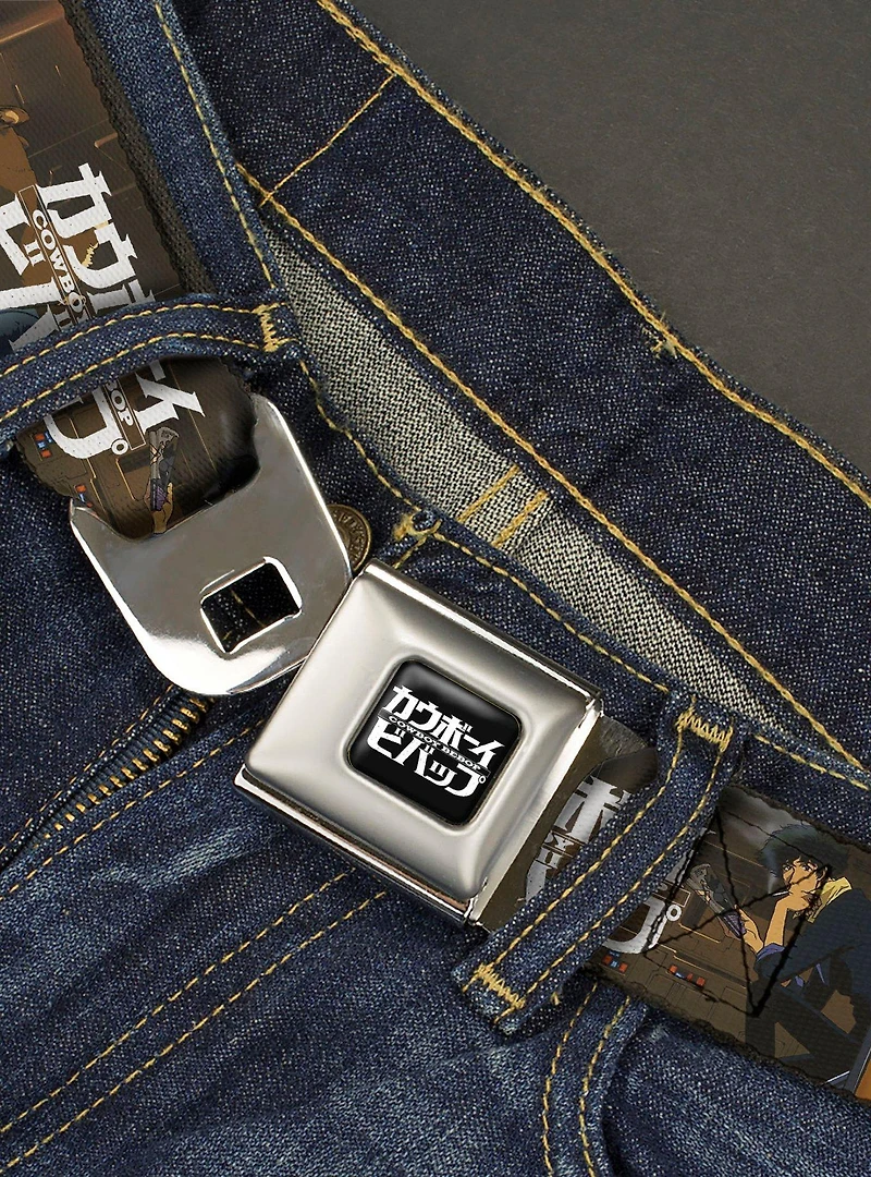 Cowboy Bebop Jet & Crew Bonsai Tree Scene Logo Seatbelt Buckle Belt