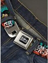 Cowboy Bebop Spike & Faye Brick Pose Logos Seatbelt Buckle Belt