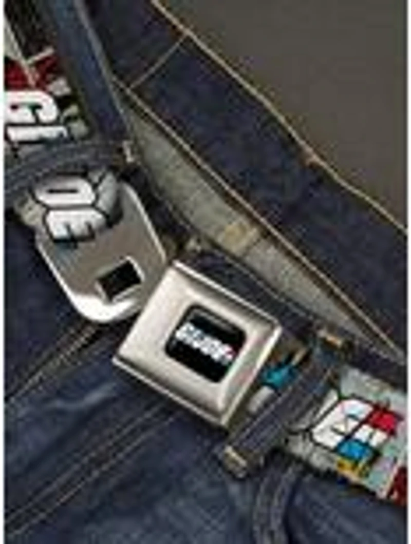 GI Joe Title Logo & Comic Scene Blocks Seatbelt Buckle Belt