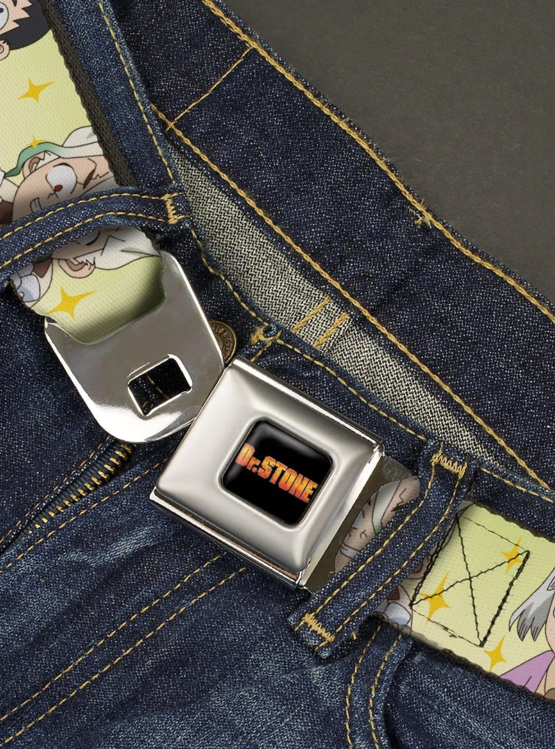 Dr Stone Chibi Senku & Gen Faces Stars Youth Seatbelt Buckle Belt