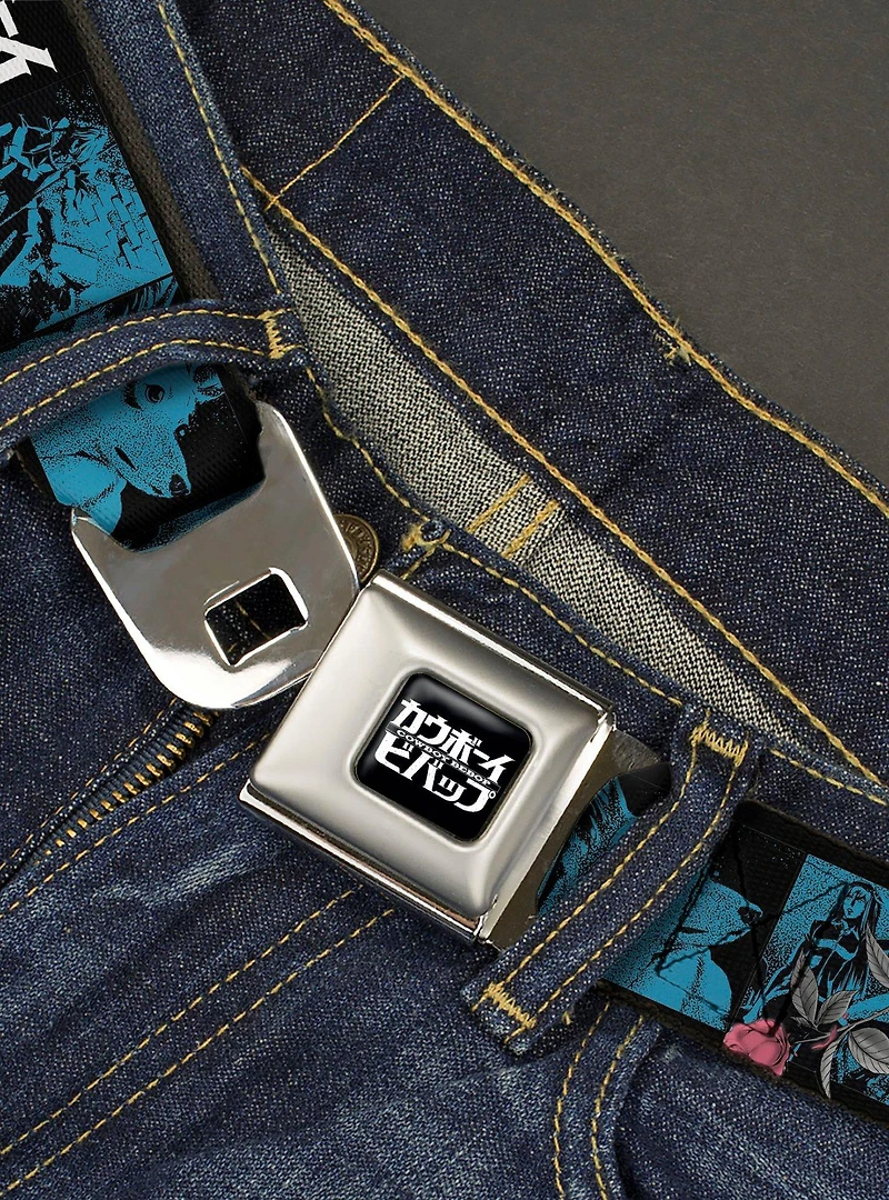 Cowboy Bebop Title Logo & Character Blocks Youth Seatbelt Buckle Belt