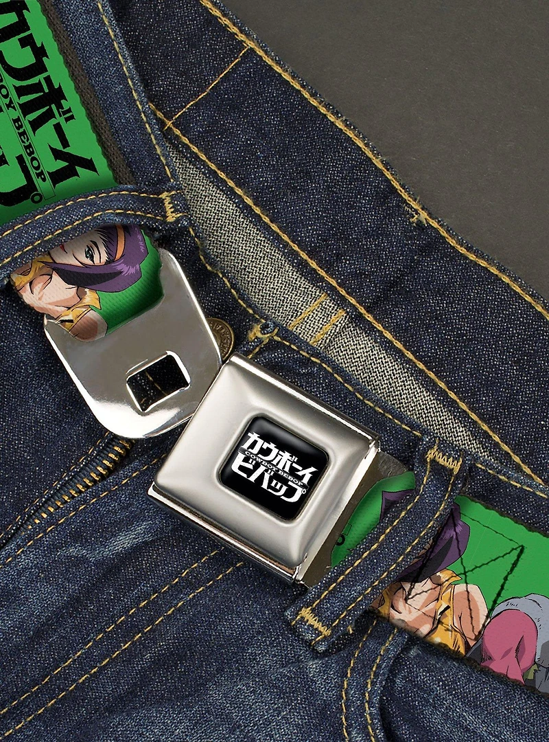 Cowboy Bebop Crew Group Pose & Title Logo Youth Seatbelt Buckle Belt