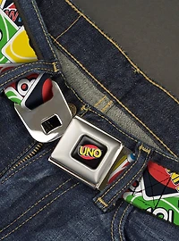 UNO Cards Stacked Collage Youth Seatbelt Buckle Belt