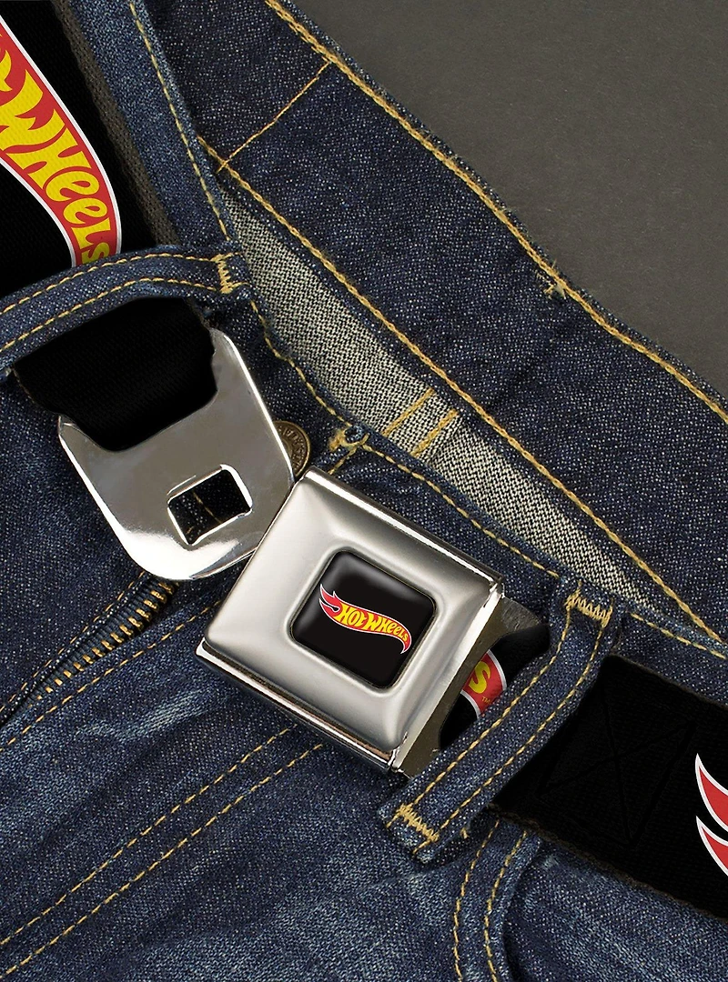 Hot Wheels Classic Flame Logo Youth Seatbelt Buckle Belt