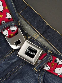 Peanuts Snoopy & Woodstock Poses Scattered Youth Seatbelt Buckle Belt