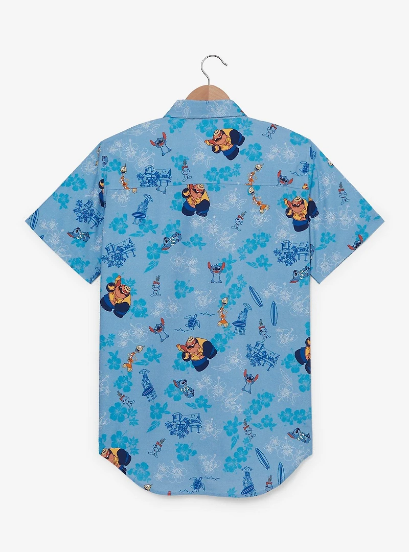 Disney Lilo & Stitch Characters Floral Allover Print Woven Button-Up