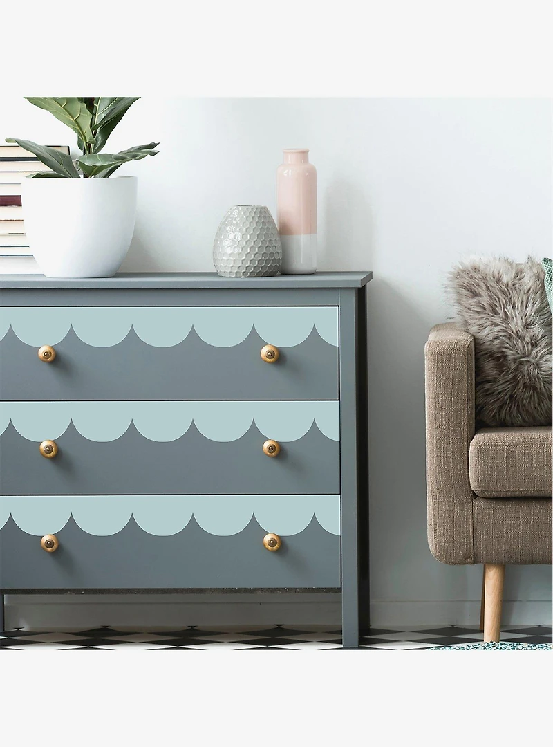 Teal Peel & Stick Scallop Border Decal