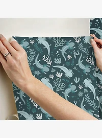 Axolotl Blue Underwater Garden Peel & Stick Wallpaper